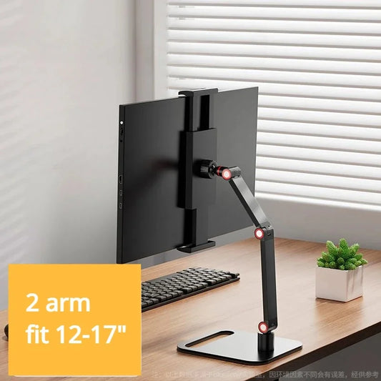 Adjustable Portable Monitor Holder for 12-17.3 Inch Screen No Drilling Vesa Phone Laptop Gaming Expandable Desktop Clamp Stand